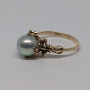 Art Deco Pearl Ring, 14kt Gold,